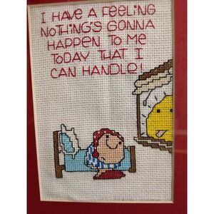 Framed DOOM Ziggy Cross Stitch Needlepoint 4x6‎